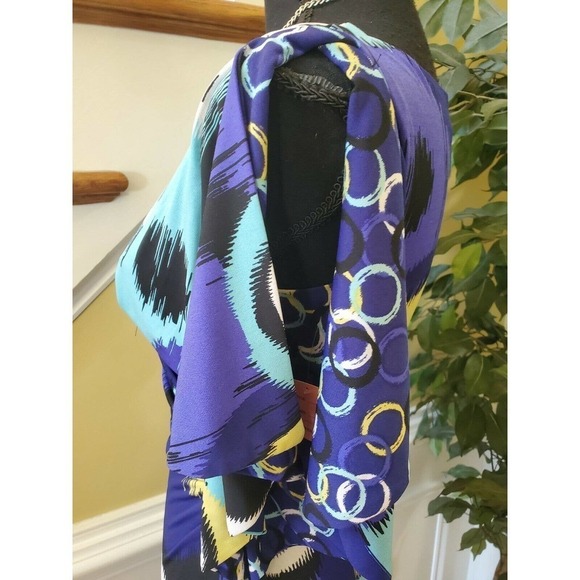 Sangria Size 4 Faux Wrap Dress Flair Sleeves - Picture 7 of 12